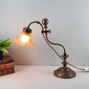 Antic style Brass Desklamp Pianolamp zeer zwaar vintage