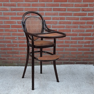Antique Thonet High chair bentwood with webbing seat and back in original condition &#39;30