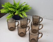 Set van 6 Arcoroc Rauchglas Mugs Coffeemugs vintage