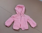 Vintage Roze Gehaakt Babyjasje Vest maat 68