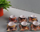 Set van 6 Espresso kop en schotels Duke of Wellington vintage