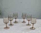 Vintage 6 st. Rookglas Luminarc glazen wijnglazen