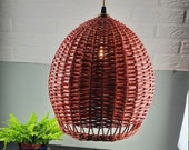 Mid Century Wicker Ceiling Light orange