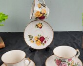 Set van 3 Vintage Aynsley kop en schotels porselein rozen