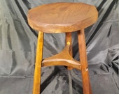 Vintage Kruk Bijzettafel Brutalist Eiken '70