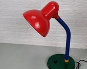 Vintage Memphis Milano Style Bureaulamp in primaire kleuren. Retro