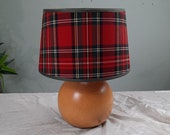 Vintage Houten Bollamp met Kap Schotse-ruit