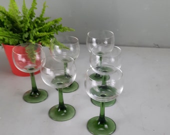 Lot de 6 verres à vin Roemer en cristal vintage