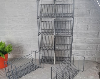 1 of 6 Funky vintage silver color metal CD holder - rack, storage, desktop, container, display, 1990s, 90s, music, space for 20 CDs!