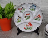 Set van 6 Wildflower Sushi plates fondeuborden retro vintage