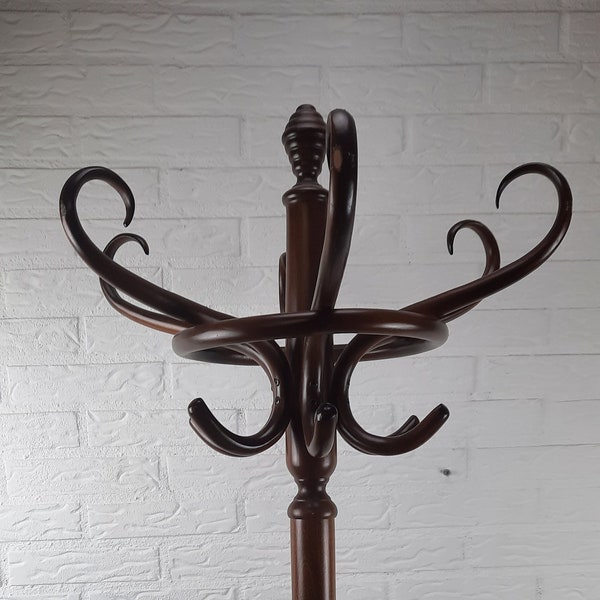 Vintage Thonet Stil Stehgarderobe in Nussbaum-Farbe