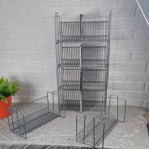 1 of 6 Funky vintage silver color metal CD holder - rack, storage, desktop, container, display, 1990s, 90s, music, space for 20 CDs!