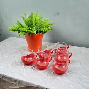Set of 6 vintage Melitta Tea glasses red retro