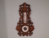 Hand Wood Carving Holosteric Barometer, J.M.Schmidt Opticien Amsterdam Antic