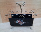 Mid-Century Magazine-rack met bloemen vintage.