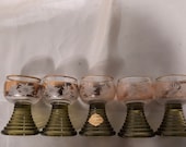 Set van 5 Borrelglaasjes, shotglasses, gobletglasses, Kisslinger Rattenberg Kristal Tirol , geslepen Vintage