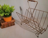 MCM Magazine Rack Messingkleur met bamboe greep vintage