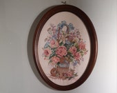 Beautiful handmade Tapestry,   Embroidery, in wooden frame