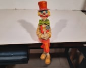 Vintage zittende clown van papier maché uit Mexico