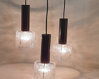 Mid-century Cascade Hanglamp Hillebrand design ijsglas '60
