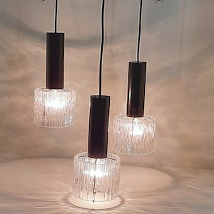 Mid-century Cascade Pendant Lamp Hillebrand design ice glass &#39;60s