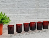 Vintage set van 6 Lumiarc Wijnglazen rood retro