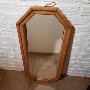 Wooden mirror white oak 1980s