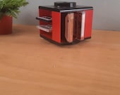 vintage Cassette Carrousel met plaats voor 20/32 cassettes retro zwart rood