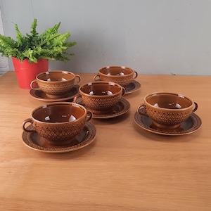 Set of 5 Pagnossin Soup bowls with saucer vintage