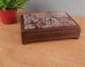 vintage footstool with Gobelin upholstery