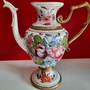 Mid-Century Italian vase, ornamental jug, crackle stone. majolica
