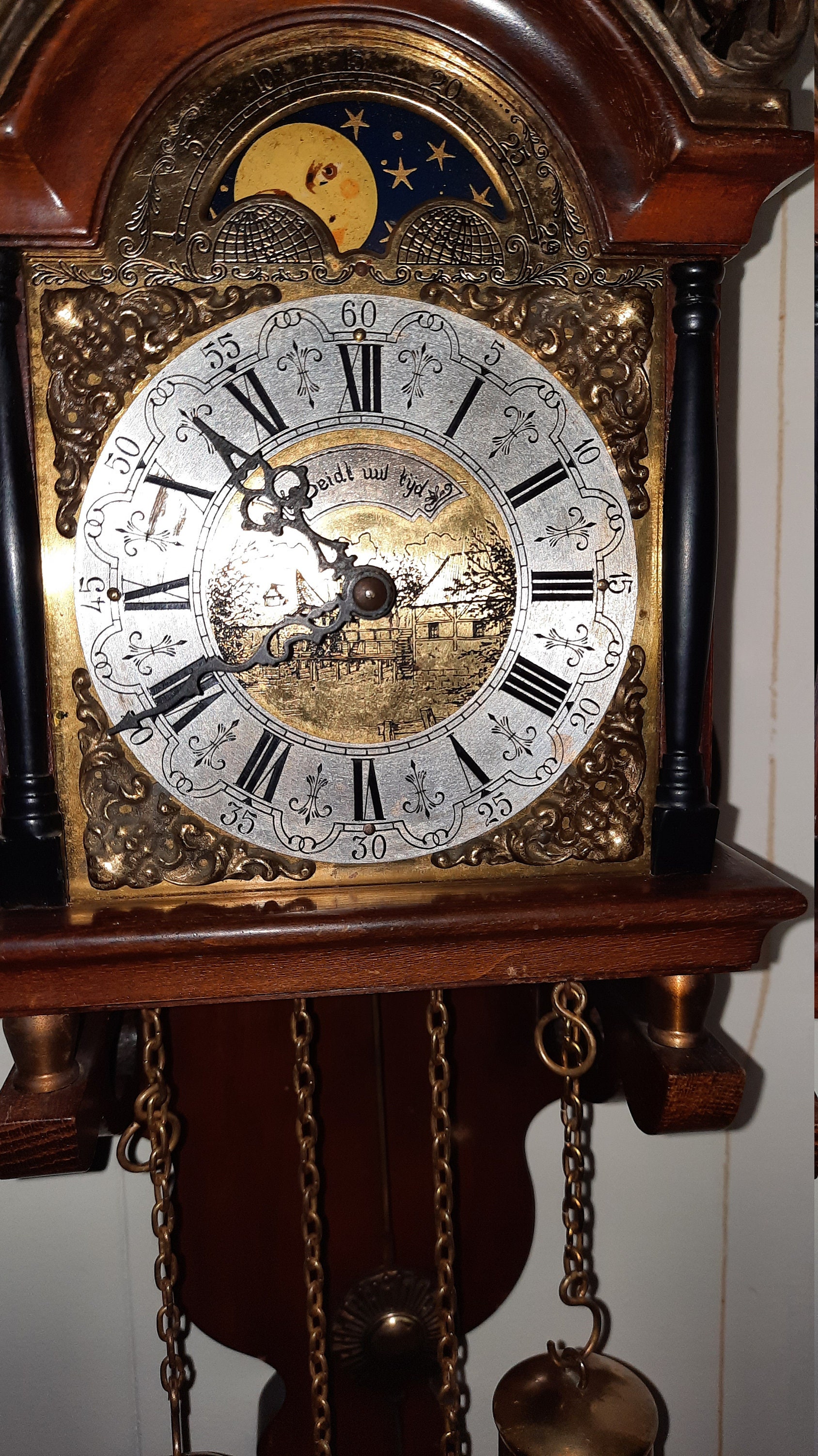Warmink Clock Sallander Dutch Antique Vintage 8 Day Wall Moonphase