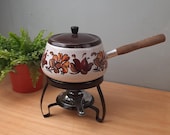 Vintage Fonduepan, fonduestel met spiritusbrander retro '70
