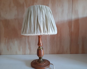 Mid-century teak table lamp with hooded Deedens design vintage