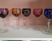 Boheems Kristal Wijnglazen  Roemers 5 stuks vintage