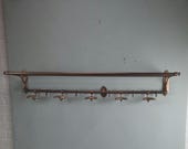 Vintage Brass Coatrack France Art deco 101 cm
