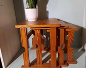 Zeldzaam Deens design,  Grenen Midiset Miniset , Nesting Tables Vintage
