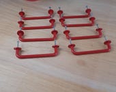 vintage set van 8  Meubelgrepen Rood retro