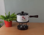 Vintage Fonduepan, fonduestel met spiritusbrander retro '70