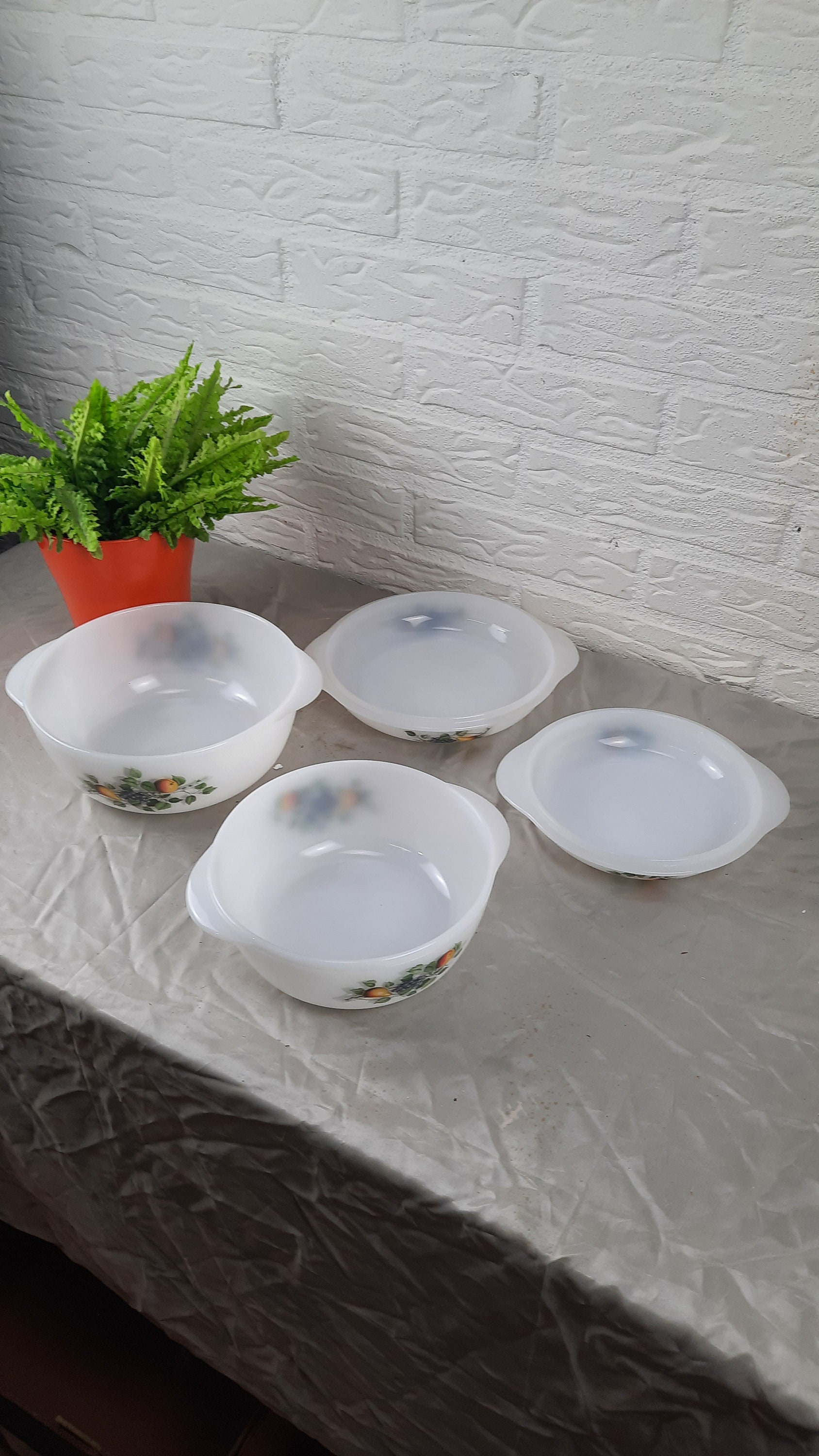 Plats à Four Arcopal – Lot De 2 – Décor Fruits – Vintage 60's – Bel état