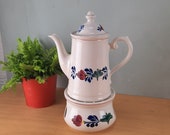 Vintage Boerenbont Koffiepot met Warmer   Royal Boch.
