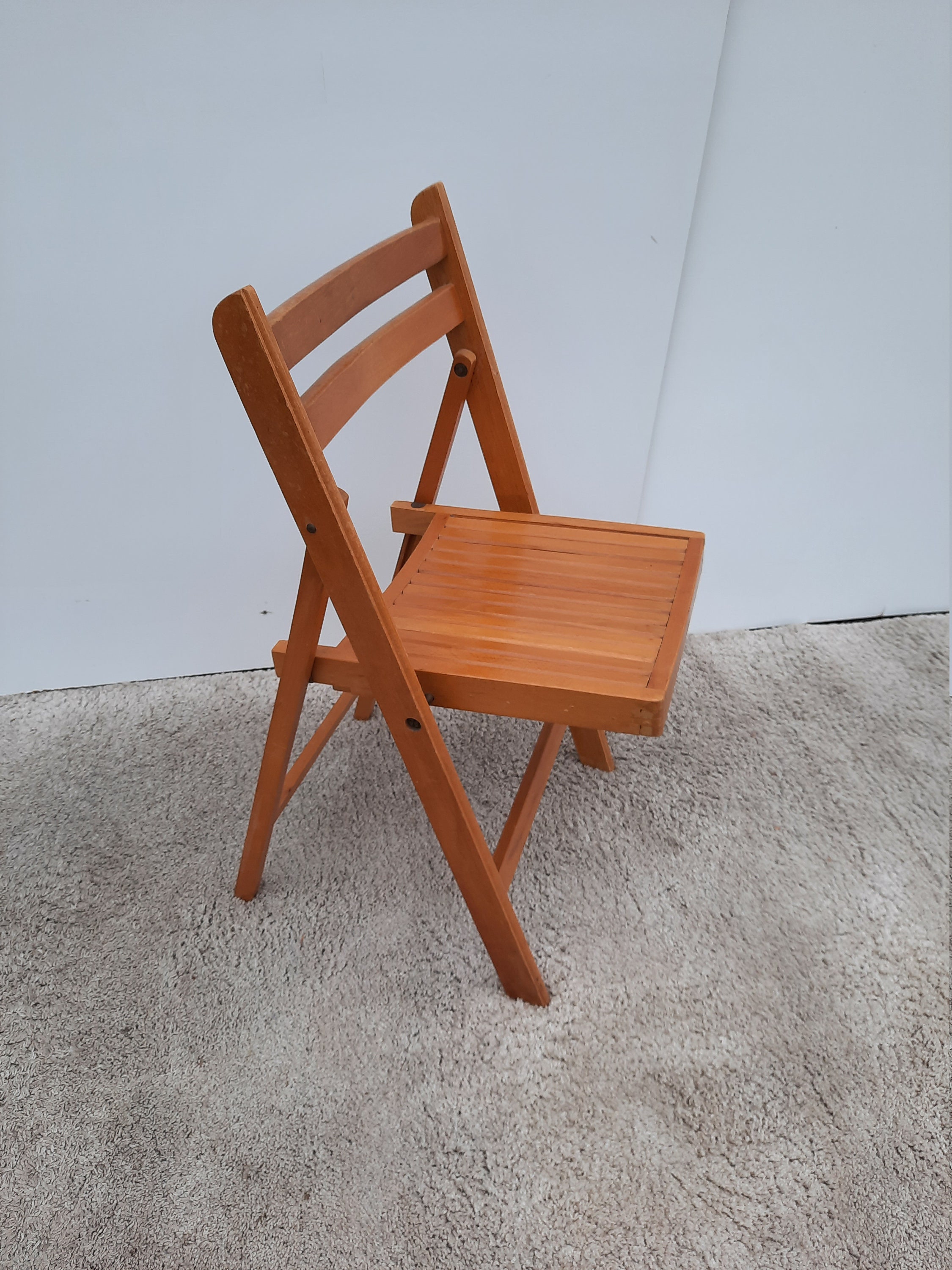 Mid-century Folding Chair Wood Vintage - Etsy