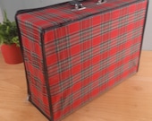 vintage Vouwkoffer met Tartan ruit uit de jaren'70