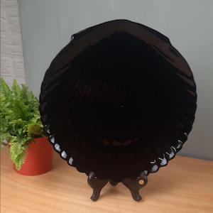 Vintage Arcoroc ostron serveringsskål 32 cm svart
