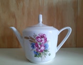 Vintage porseleine theepot rozen 1970