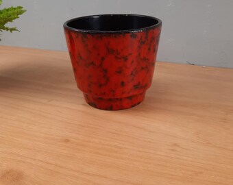 Vintage Red Fat Lava Flower Pot retro