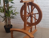 vintage groot werkend Spinnewiel eikenhout retro