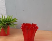 prachtige vintage Zakdoekvaas Fidrio Murano Rood