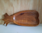 Retro teak serveerschaal Ananas vintage partyschaal 36 cm