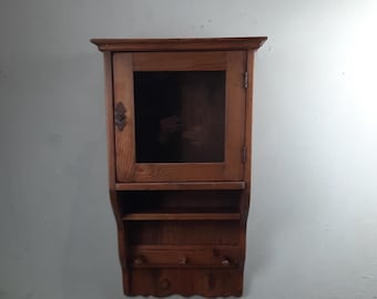 Antiker Apothekerschrank, Wandschrank, Küchenschrank aus dem 19. Jahrhundert